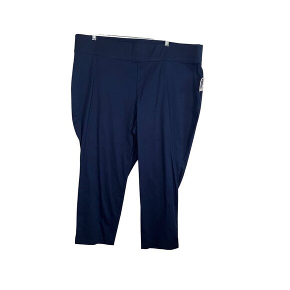 Old Navy Pant Women 24 Blue Pull On Neutral Office Minimalist Cropped 80s Retro - Picture 1 of 11